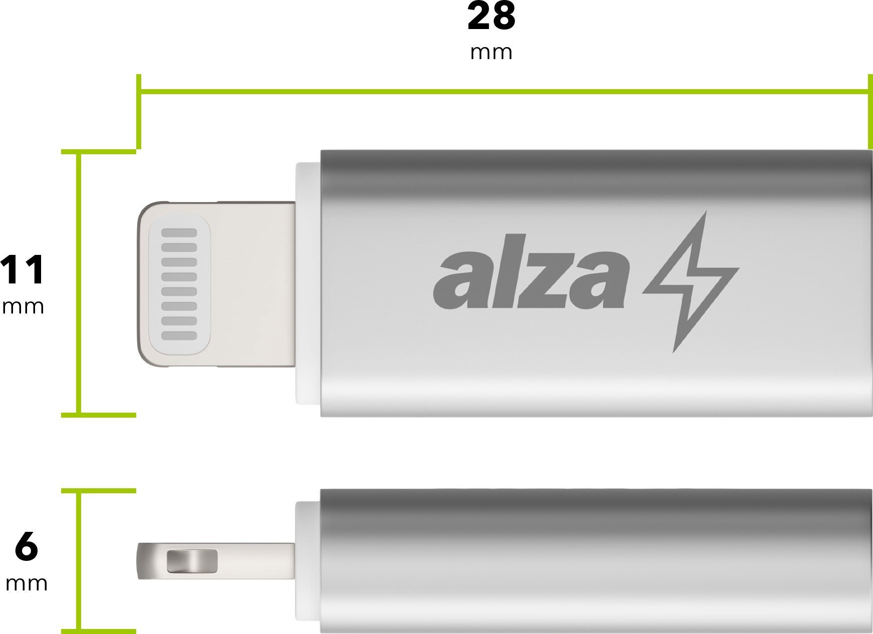 Redukce AlzaPower USB-C (F) to Lightning MFi (M) - stříbrná