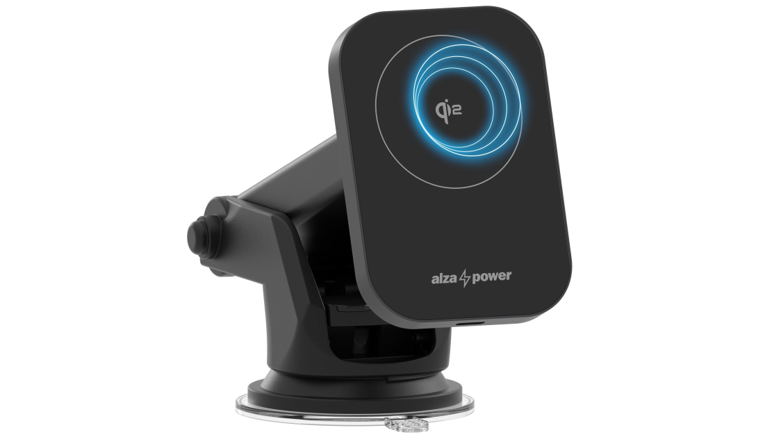 Handyhalterung AlzaPower WQC200 Wireless Qi2 Car Charger 15W schwarz