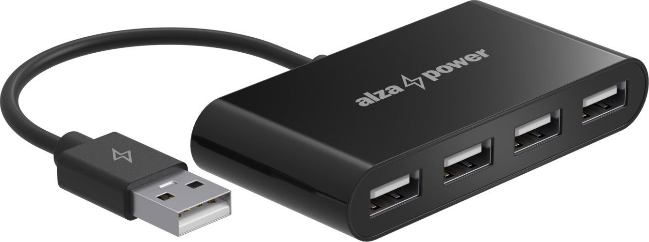 USB-Hub AlzaPower USB-Hub USB-A (M) auf 4× USB-A 2.0 (F) schwarz