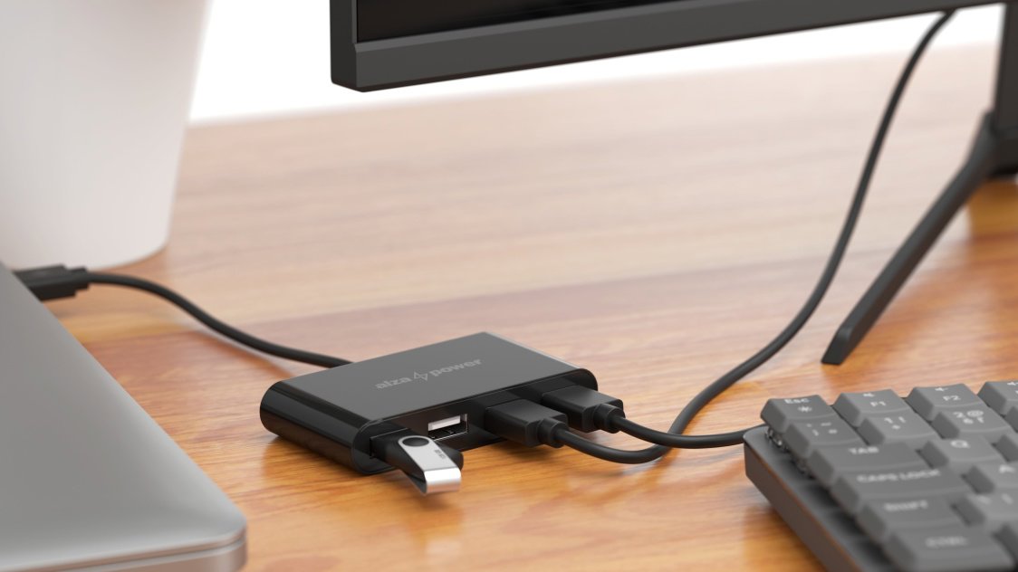 USB-Hub AlzaPower USB-Hub USB-A (M) auf 4× USB-A 2.0 (F) schwarz