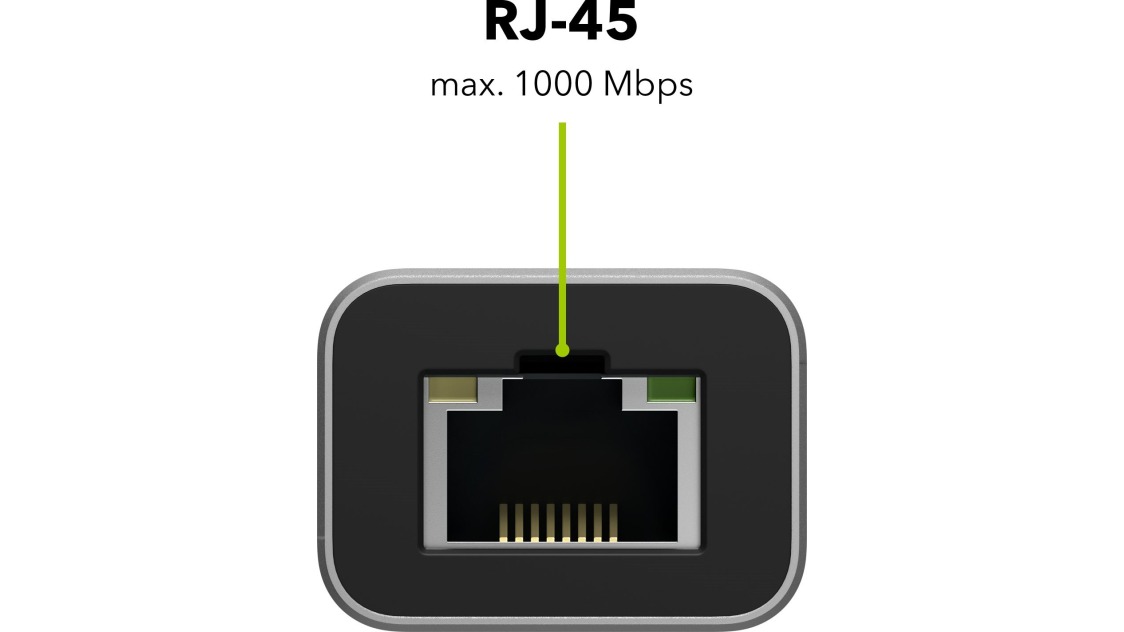AlzaPower Metall-USB-Hub USB-A (M) auf 3× USB-A 3.0 (F) mit RJ45-Platz grau