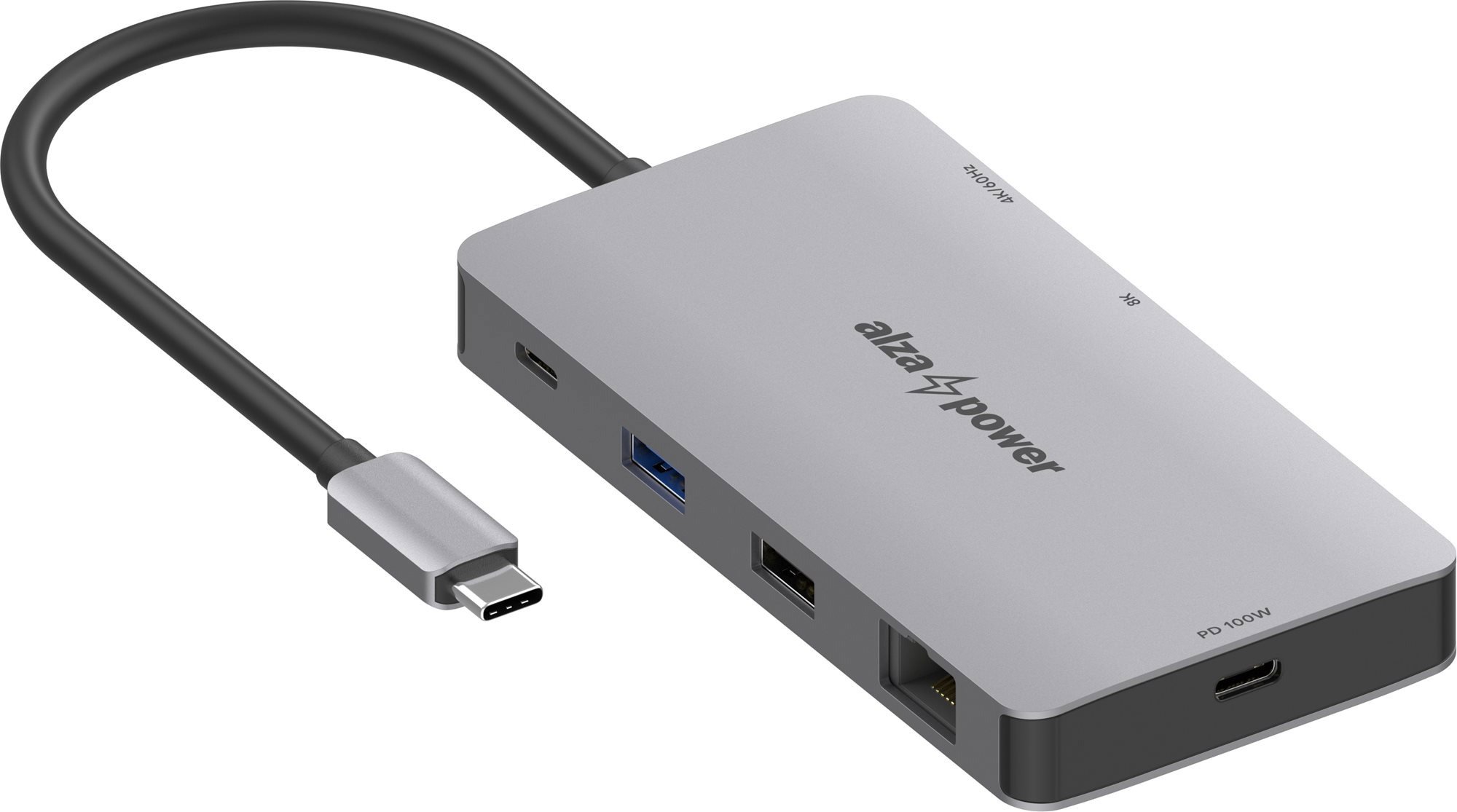AlzaPower Metal USB-C Dock Station 9in1 Dual Screen 8K Space Grey