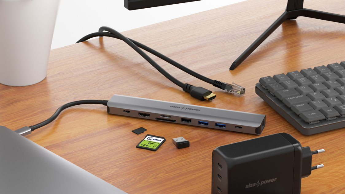 AlzaPower Metal USB-C Dock Station 9in1 (140W) Space Grau