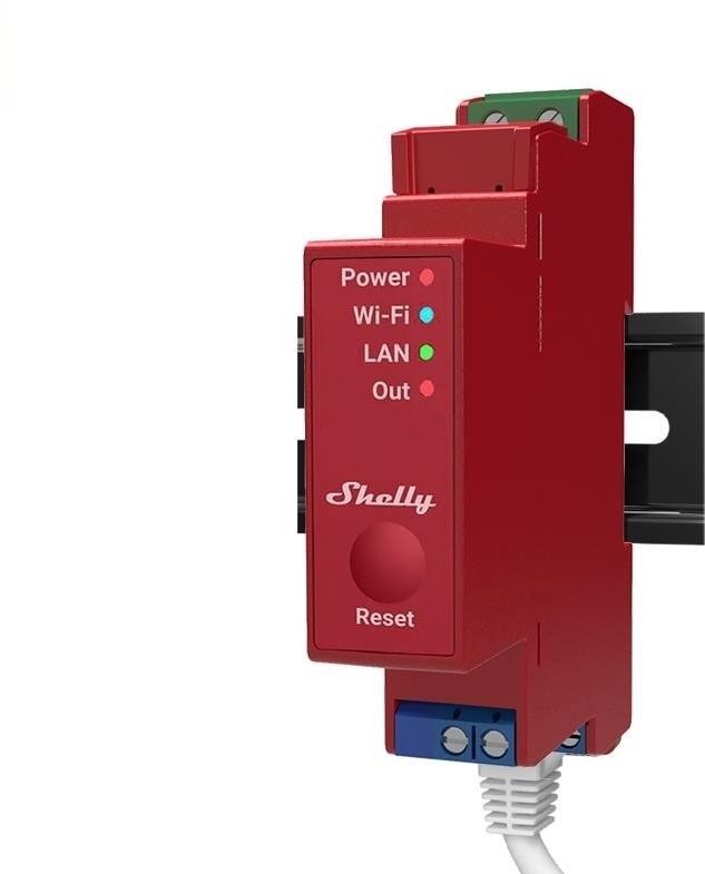 Spínač Shelly Pro 1PM, spínací modul na DIN lištu, měření spotřeby, LAN, Wi-Fi, a Bluetooth