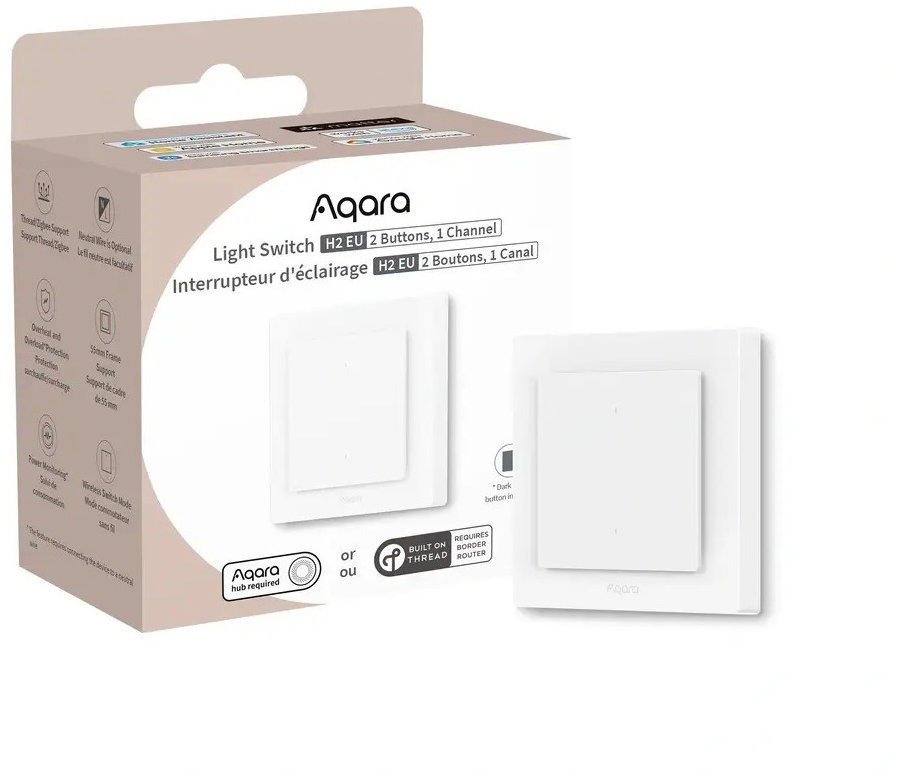 Vypínač AQARA Light Switch H2 EU (2 Buttons, 1 Channel) (WS-K07D)