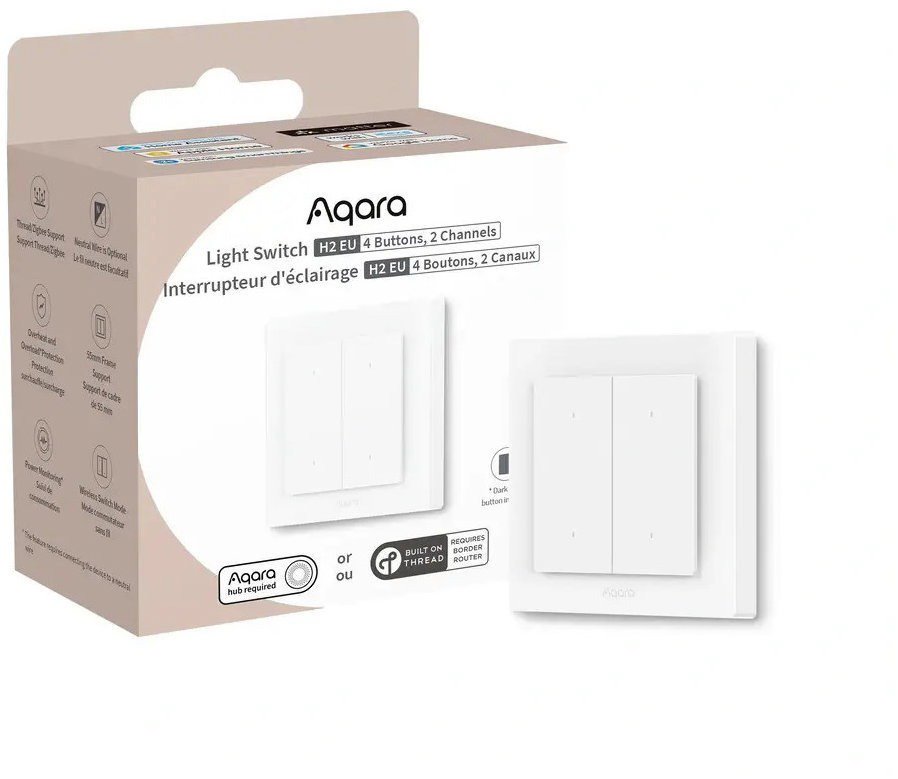 Vypínač AQARA Light Switch H2 EU (4 Buttons, 2 Channels) (WS-K08D)