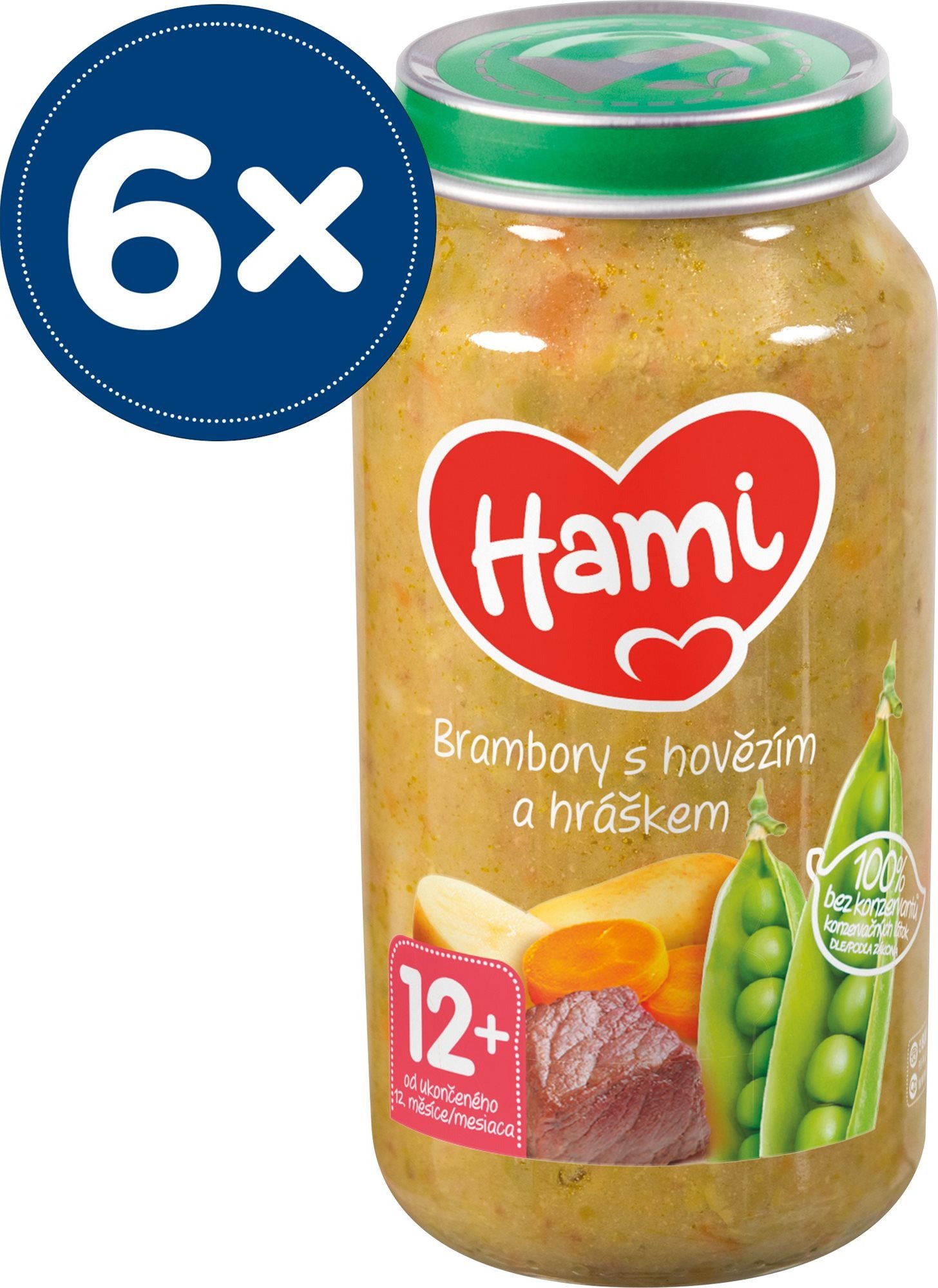 Příkrm Hami Brambory s hovězím a hráškem 6× 250 g