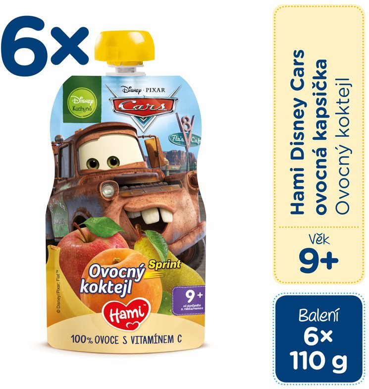 Hami Disney Cars Ovocný koktejl 6× 110 g