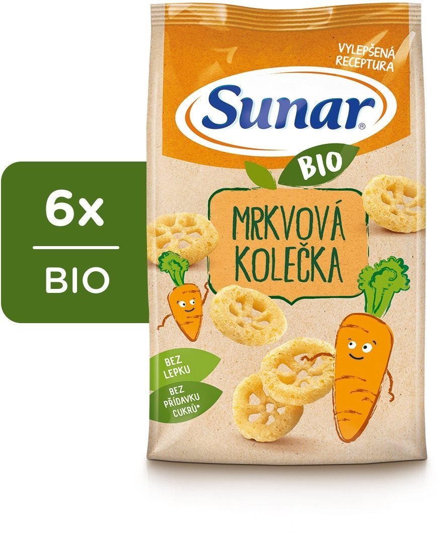Sunar BIO dětské křupky mrkvová kolečka 6× 45g