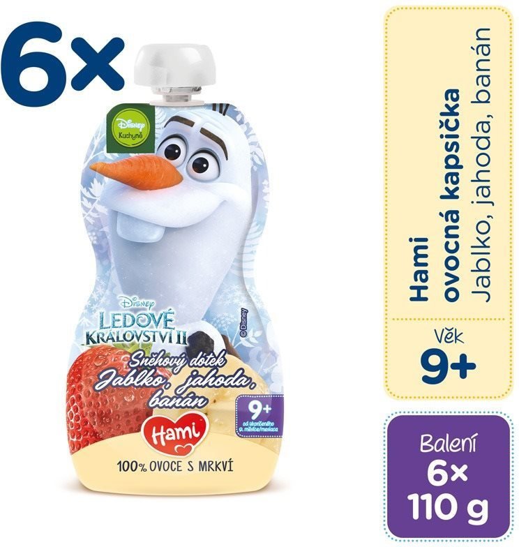 Kapsička pro děti Hami Disney Frozen Olaf - Jablko, Jahoda, Banán