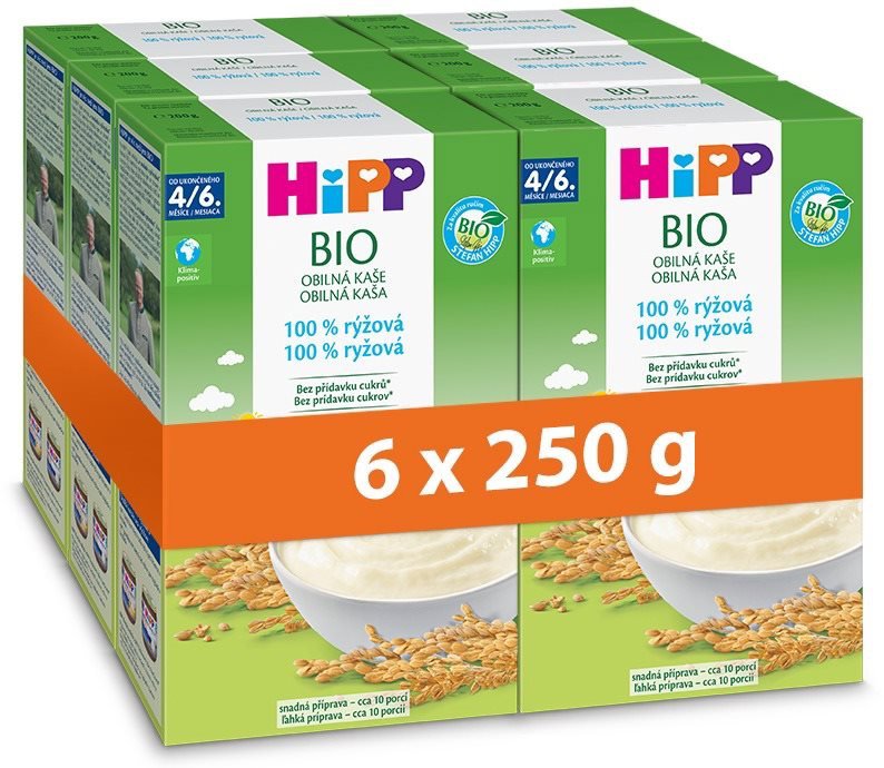 Nemléčná kaše HiPP BIO Obilná kaše 100% rýžová 6× 200 g