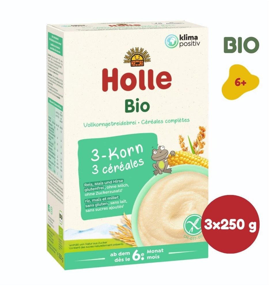 Nemléčná kaše HOLLE BIO 3 druhy zrna kaše 3× 250 g