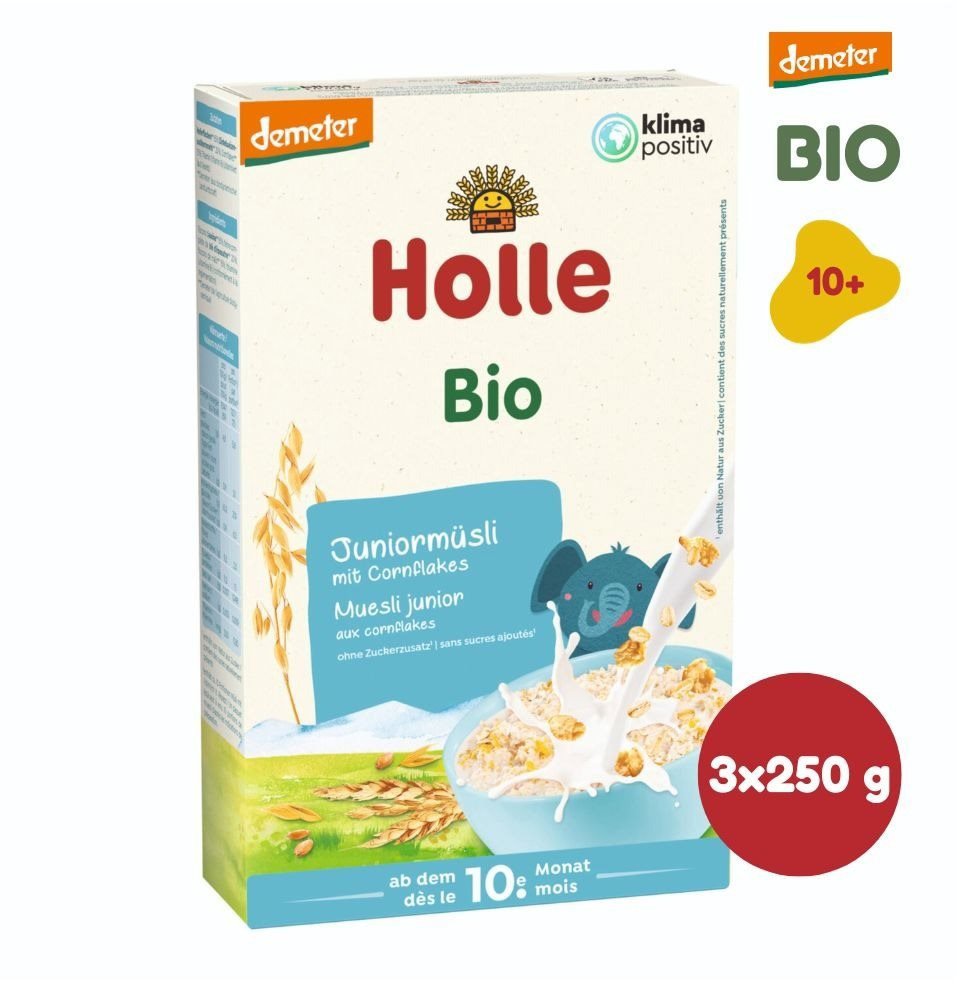 HOLLE BIO Junior musli vícezrnné s obilnými vločkami 3× 250 g