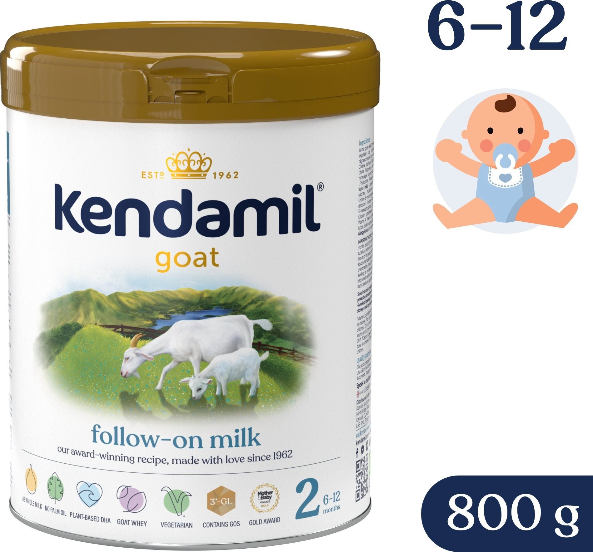 Kojenecké mléko Kendamil Kozí pokračovací mléko 2 DHA+ (800 g)