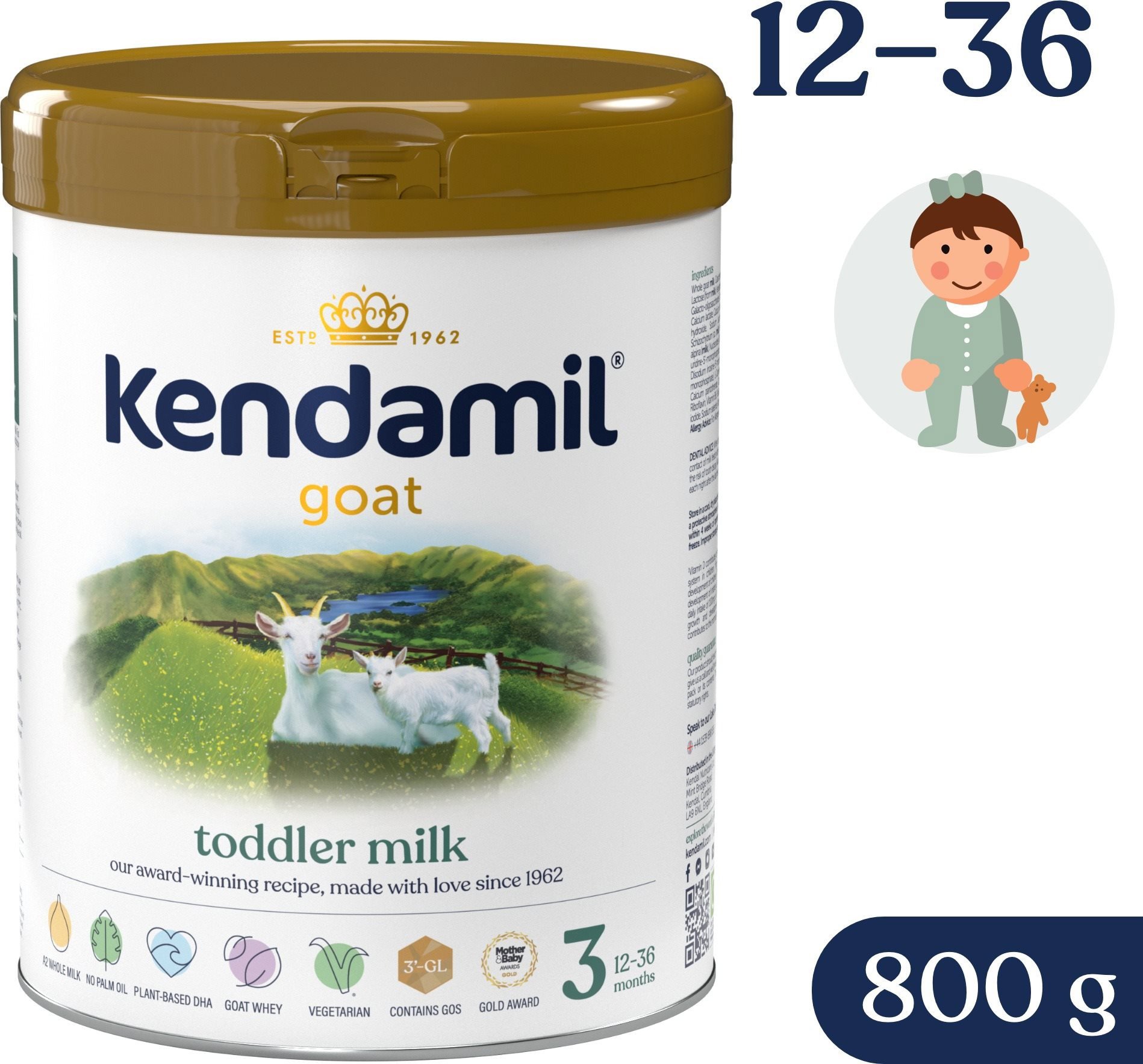 Kojenecké mléko Kendamil Kozí batolecí mléko 3 DHA+ (800 g)