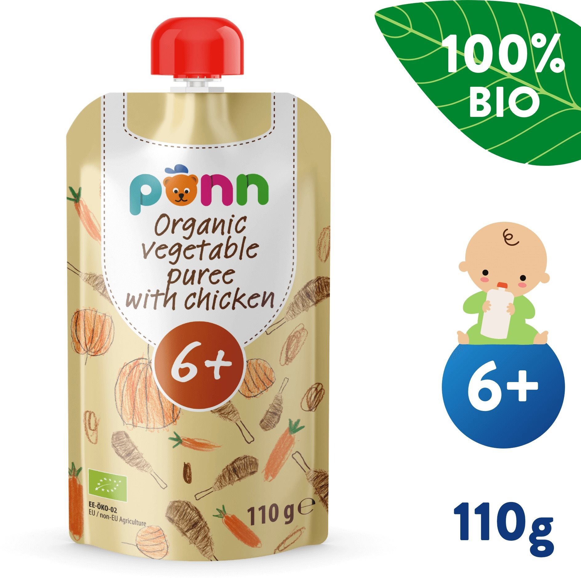 BABY13117 SALVEST Ponn BIO Kuřátko se zeleninovým pyré (110 g)