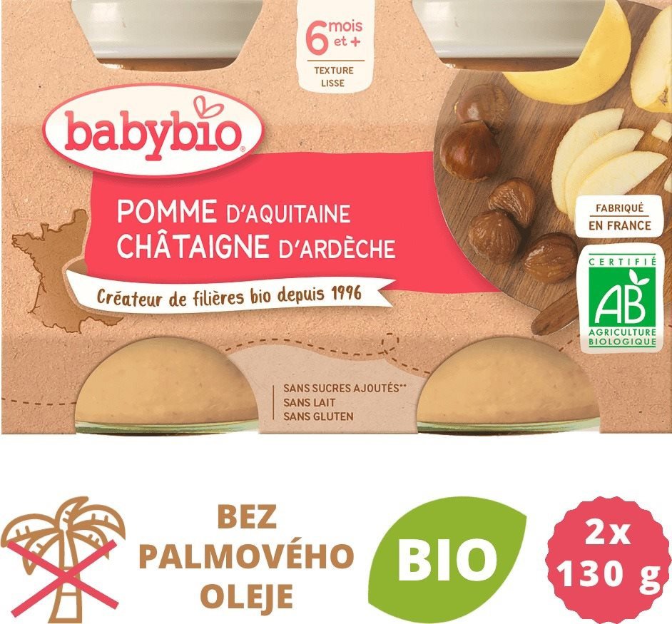BABYBIO Apple with chestnut puree 2× 130 g
