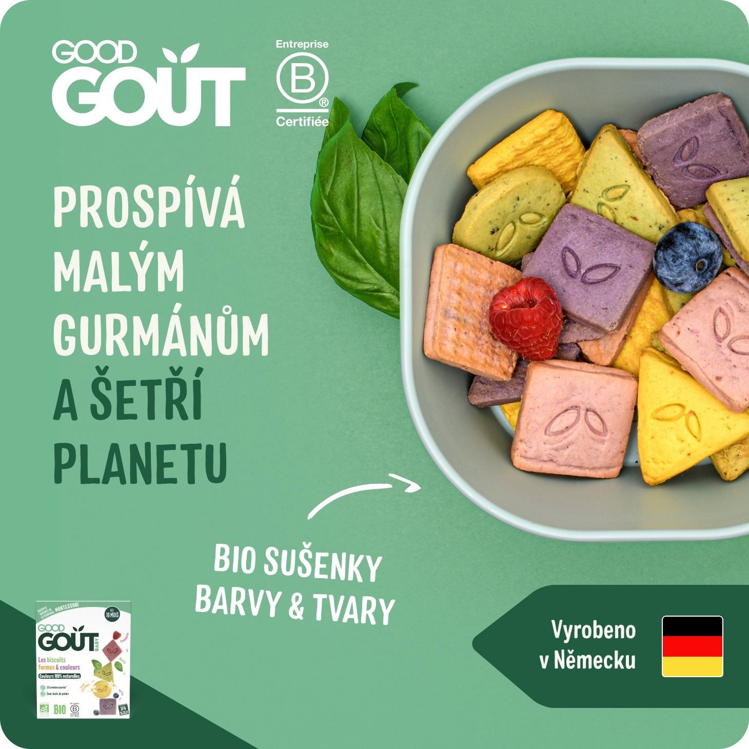 Sušenky pro děti - Sušenky pro děti Good Gout BIO Sušenky barvy & tvary (80 g)