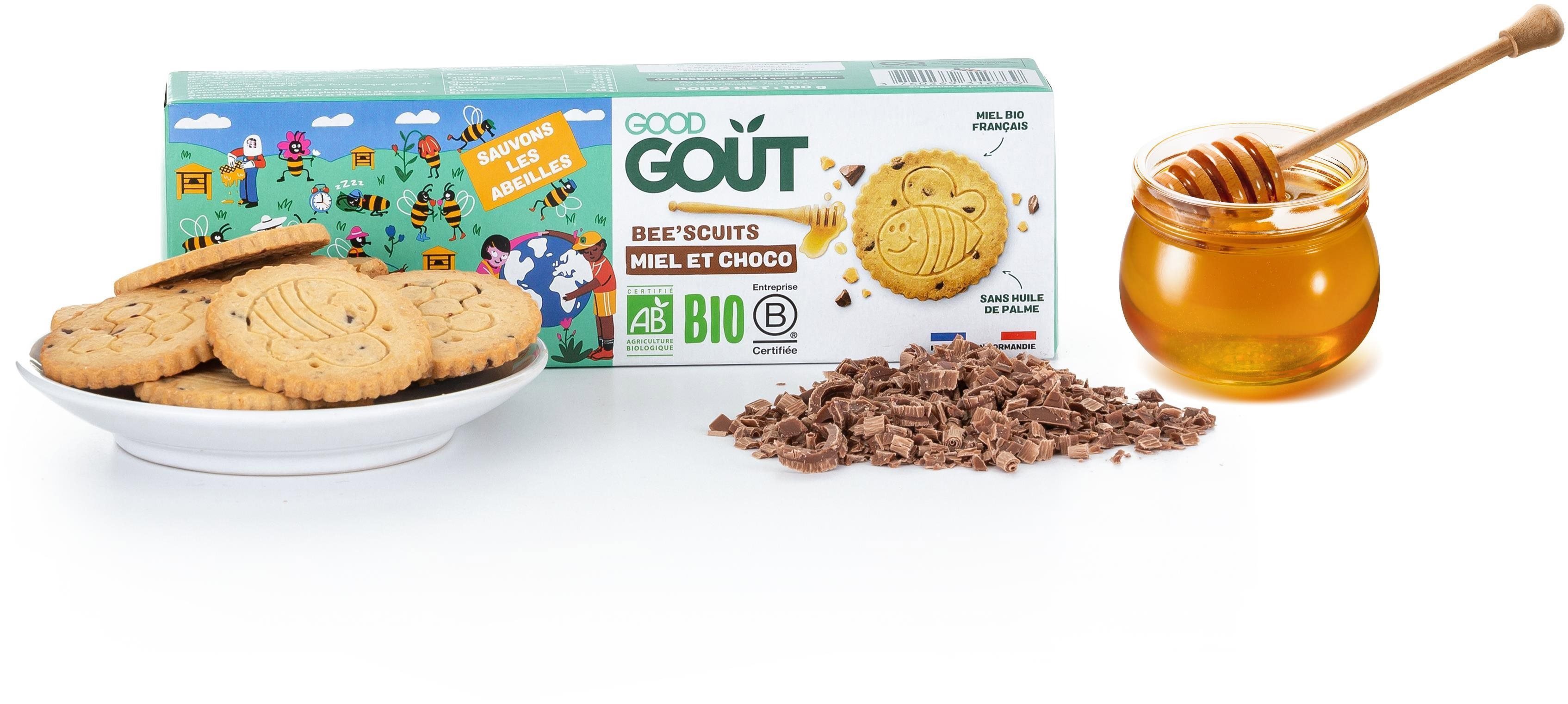 Good Gout BIO Bee´scuits, sušenky s medem a kousky čokolády (100 g)