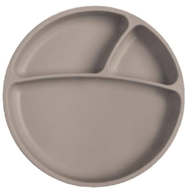 Dětský talíř MINIKOIOI Dělený silikonový s přísavkou - Grey