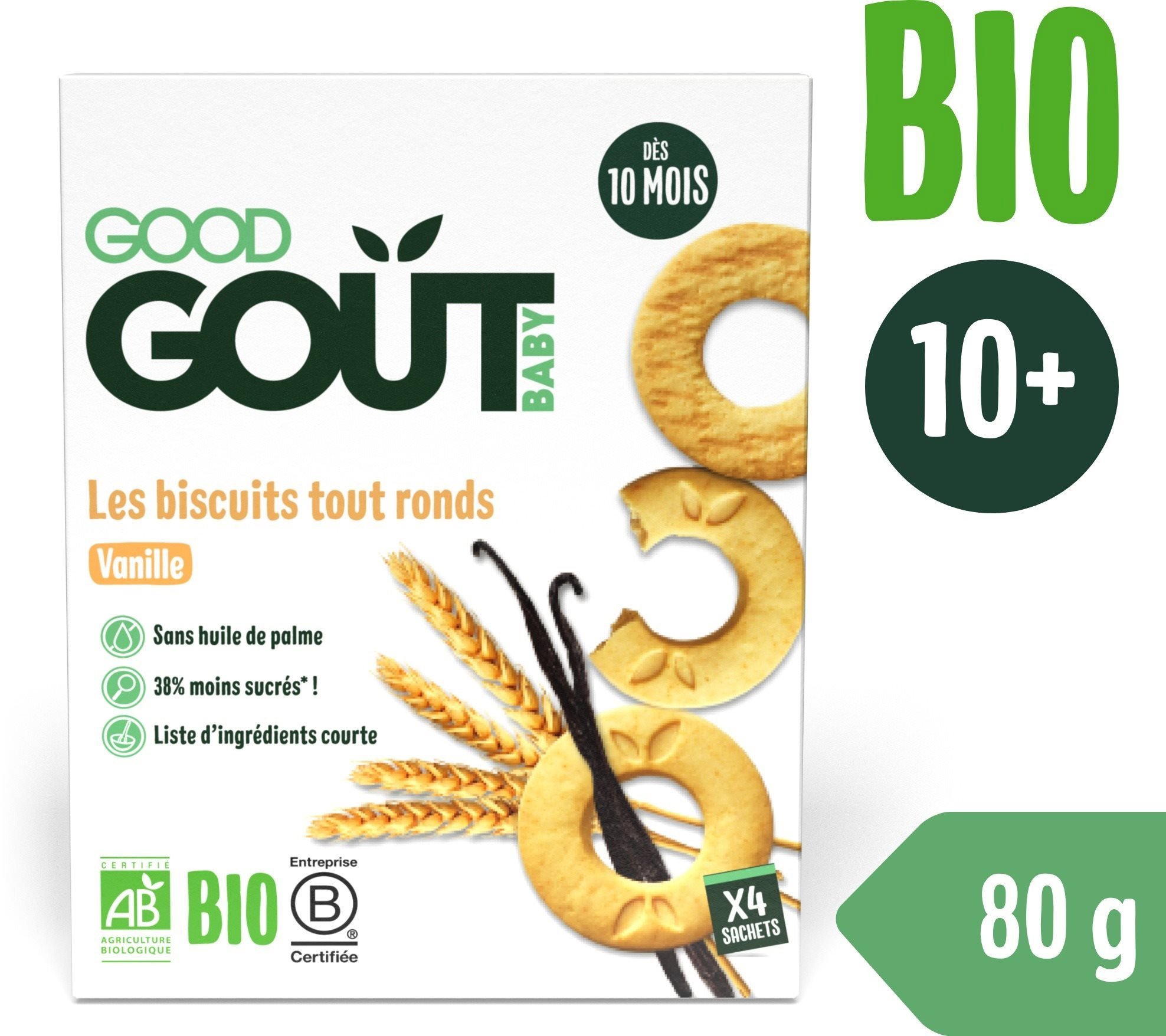Sušenky pro děti Good Gout BIO Vanilková kolečka (80 g)