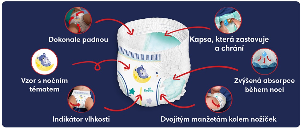 Plenkové kalhotky Pampers Night Pants