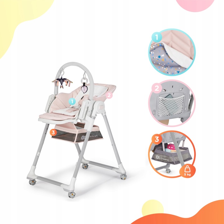 Jídelní židlička Kinderkraft Lastree Pink