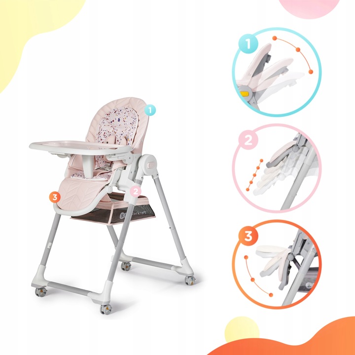 Jídelní židlička Kinderkraft Lastree Pink