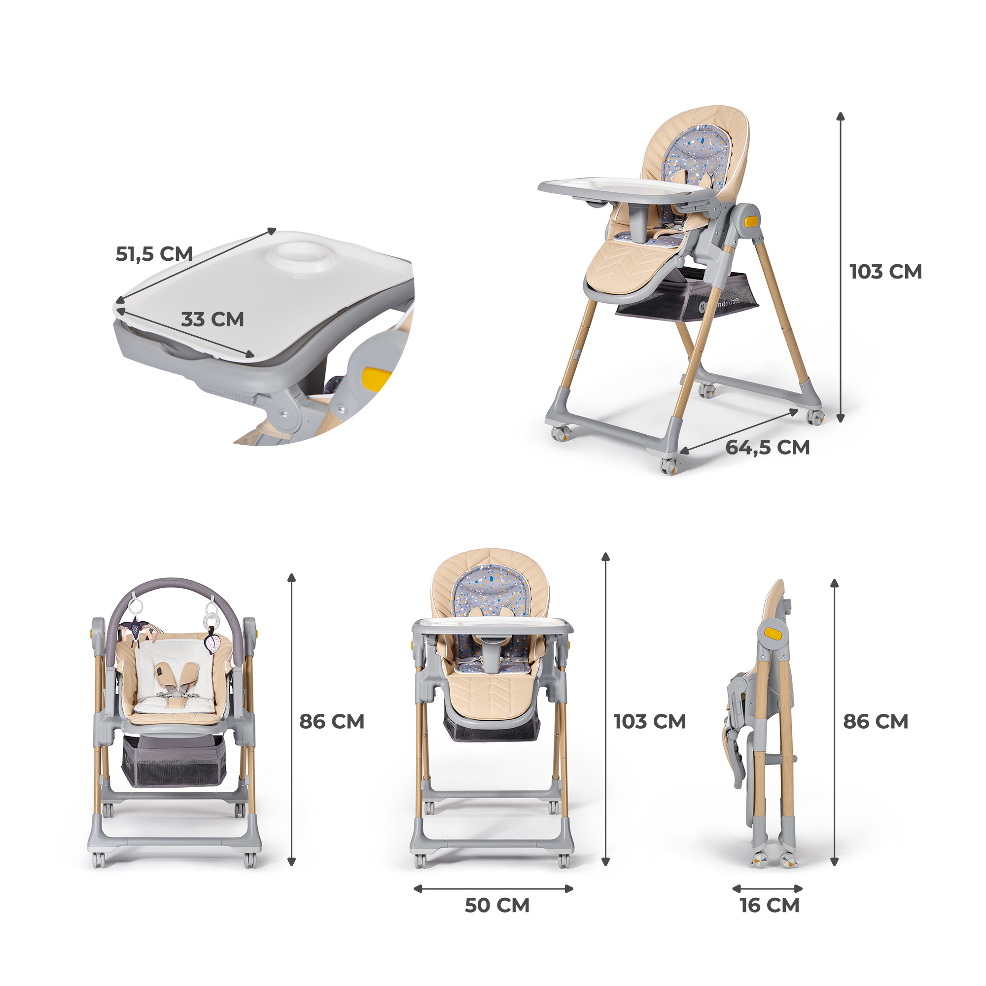 Jídelní židlička Kinderkraft Lastree Wood