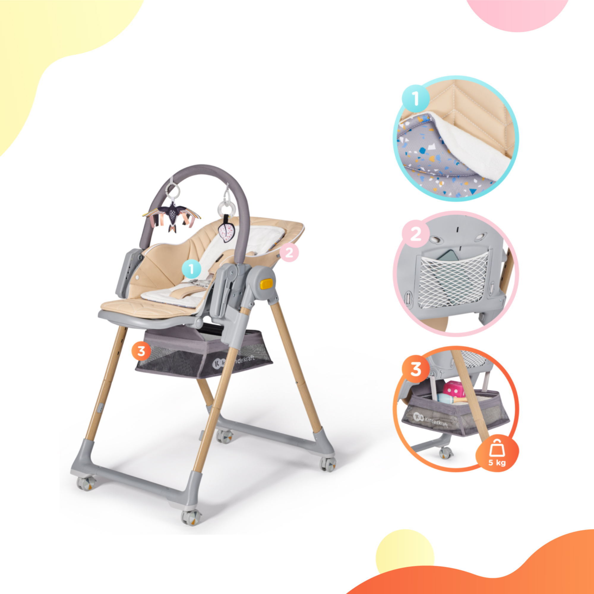 Jídelní židlička Kinderkraft Lastree Wood