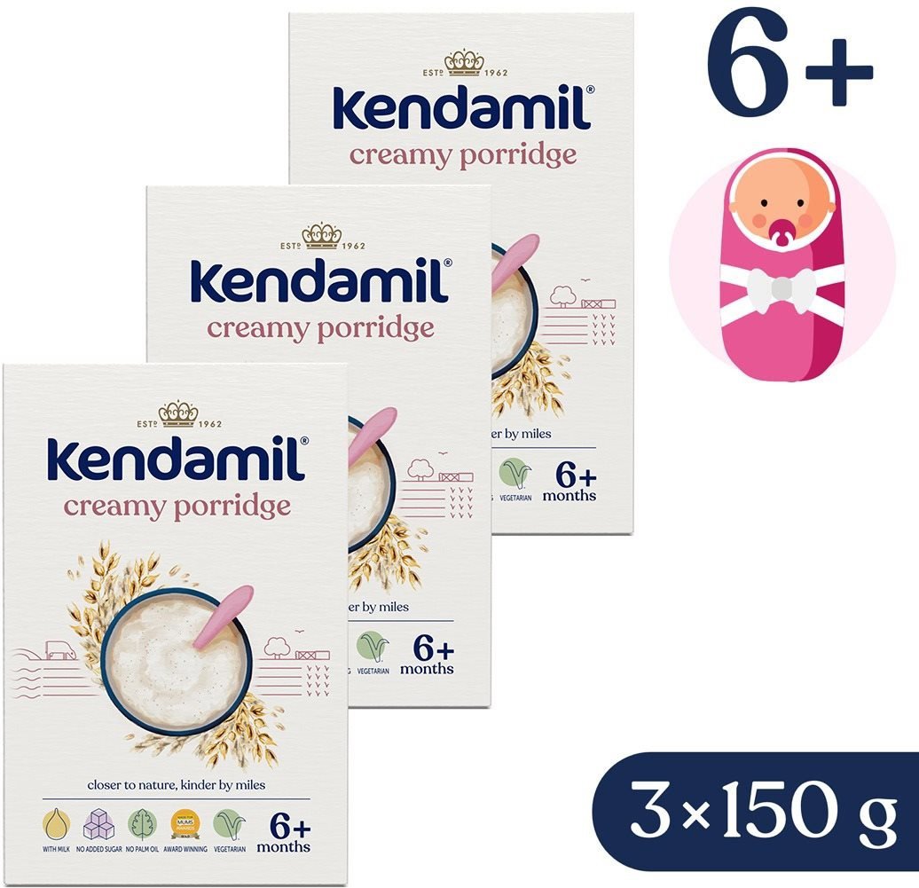 Mléčná kaše Kendamil mléčná krémová ovesná kaše (3× 150 g)