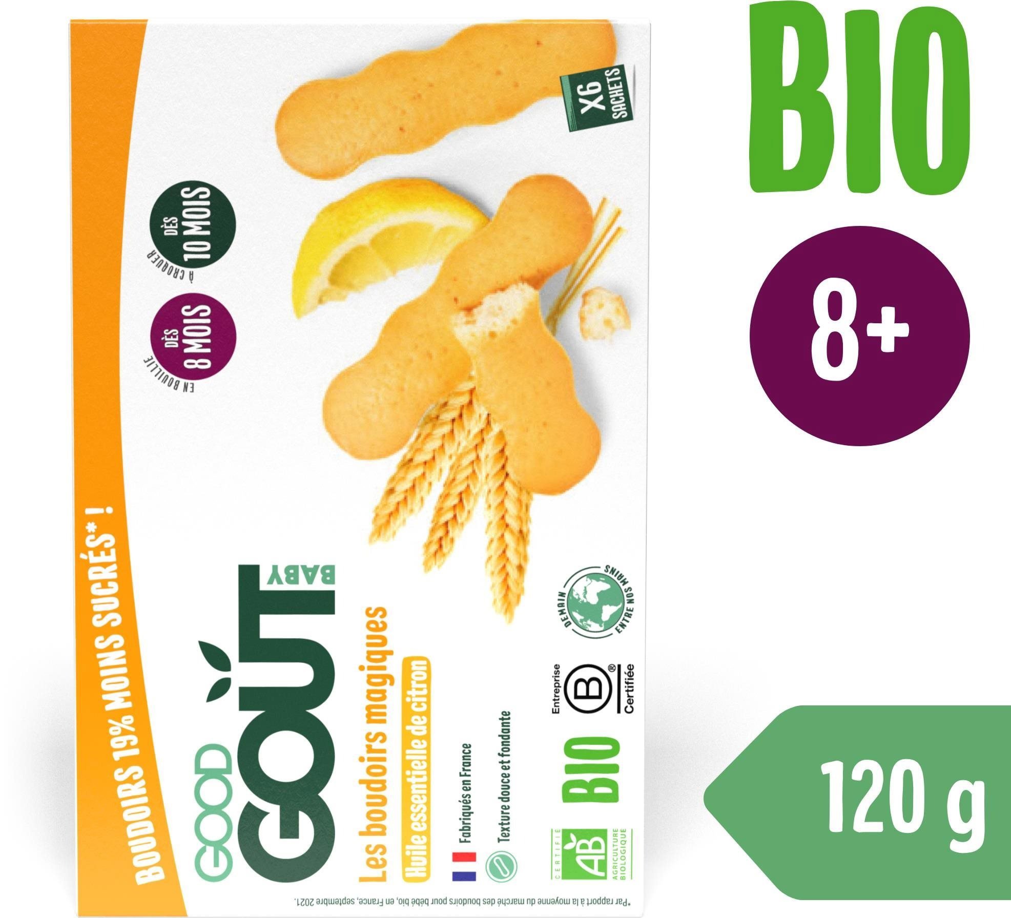 Sušenky pro děti Good Gout BIO piškoty s esenciálním citronovým olejem (120 g)