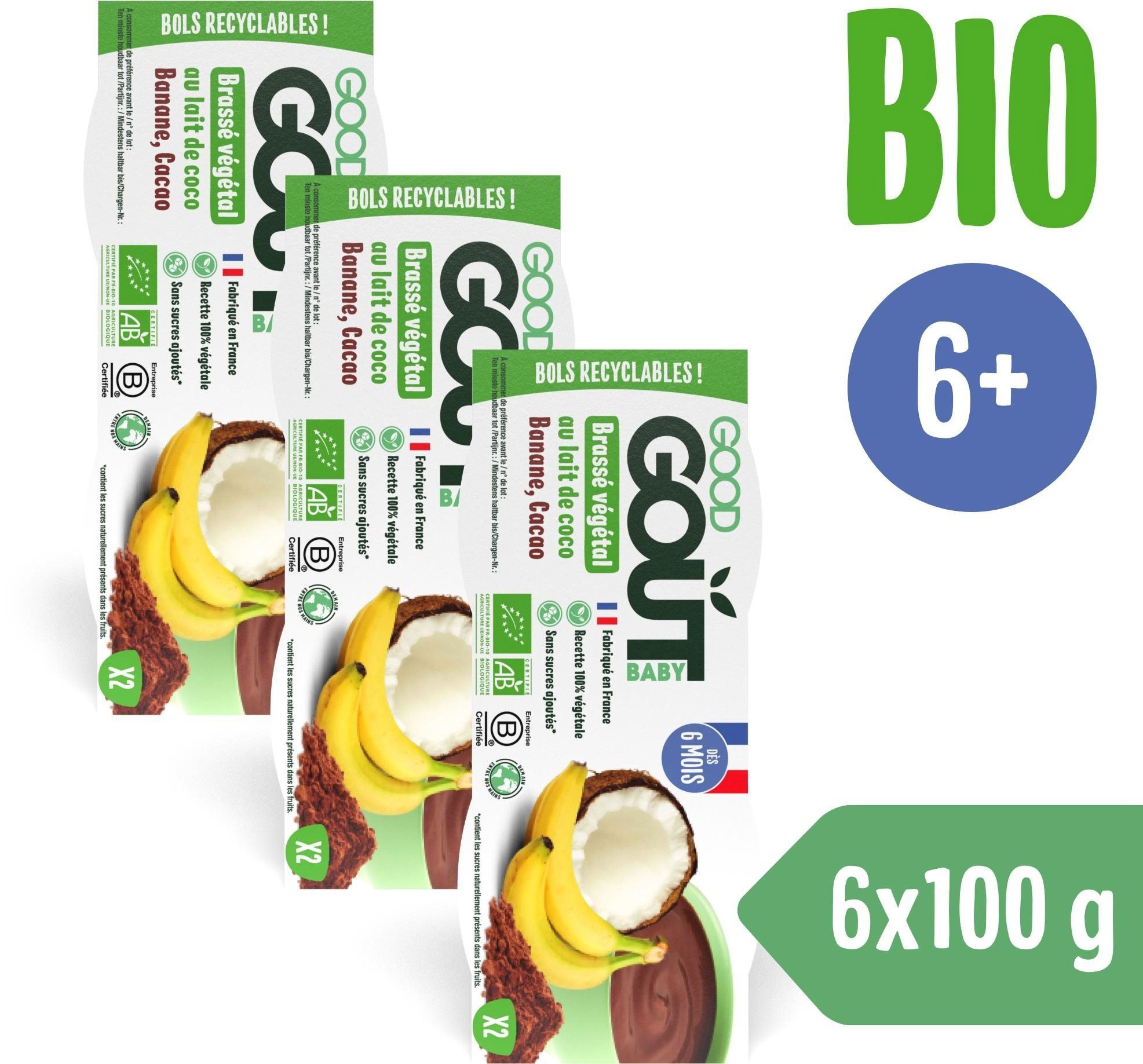Good Gout BIO Kokosový dezert s kakaem a banánem 3× (2×100 g)