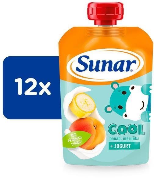 Sunar Cool ovocná kapsička banán, meruňka, jogurt 12× 110 g