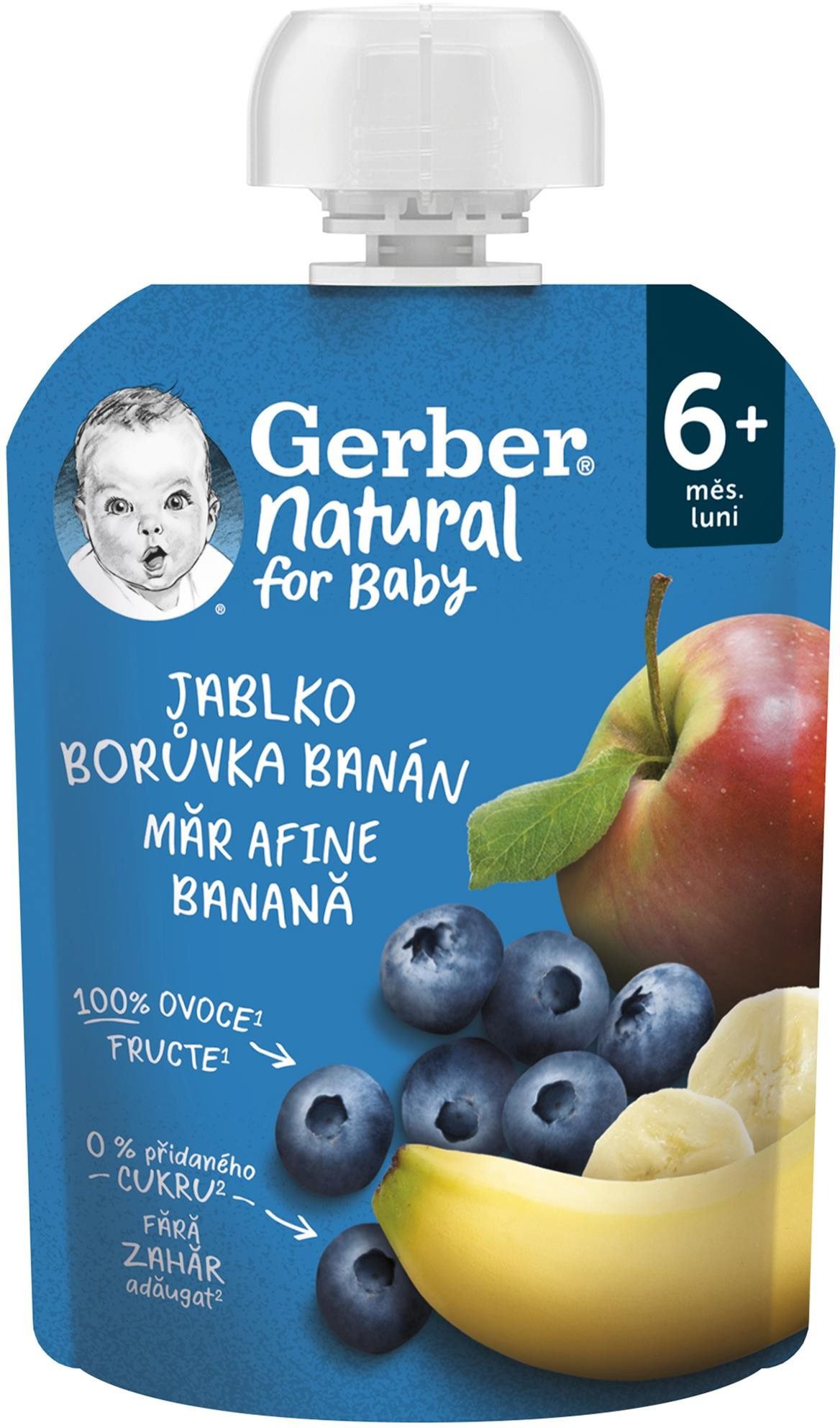 Kapsička pro děti GERBER Natural kapsička jablko, borůvka a banán 90 g