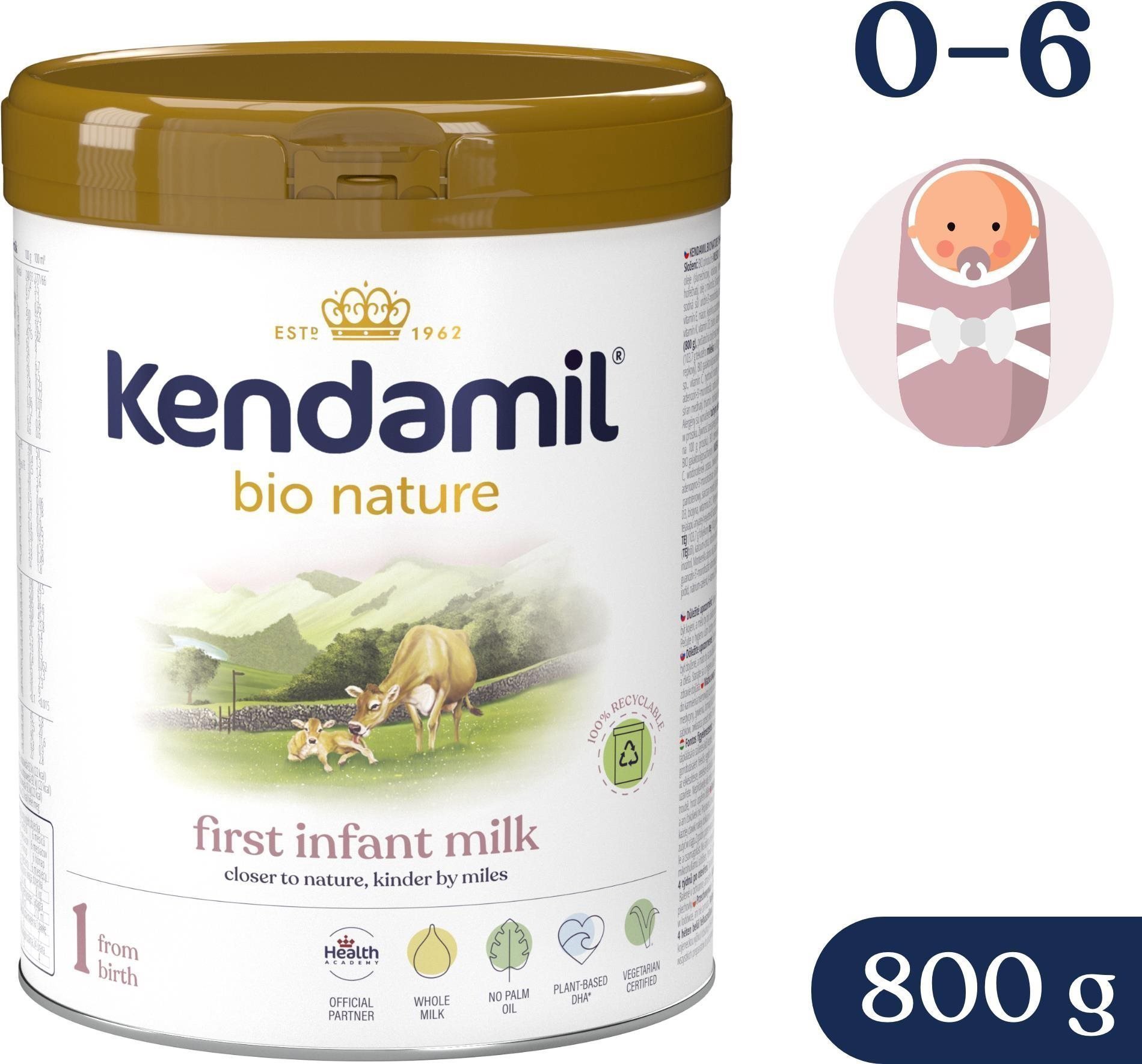 Kojenecké mléko Kendamil BIO Nature 1 DHA+ (800 g)