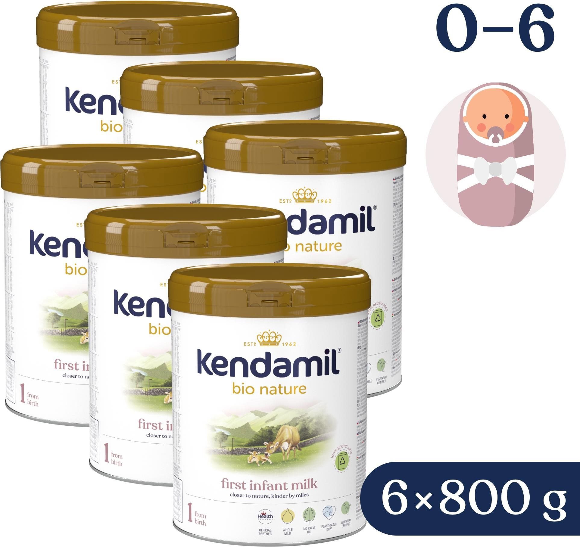 Kojenecké mléko Kendamil BIO Nature 1 DHA+ (6× 800 g)