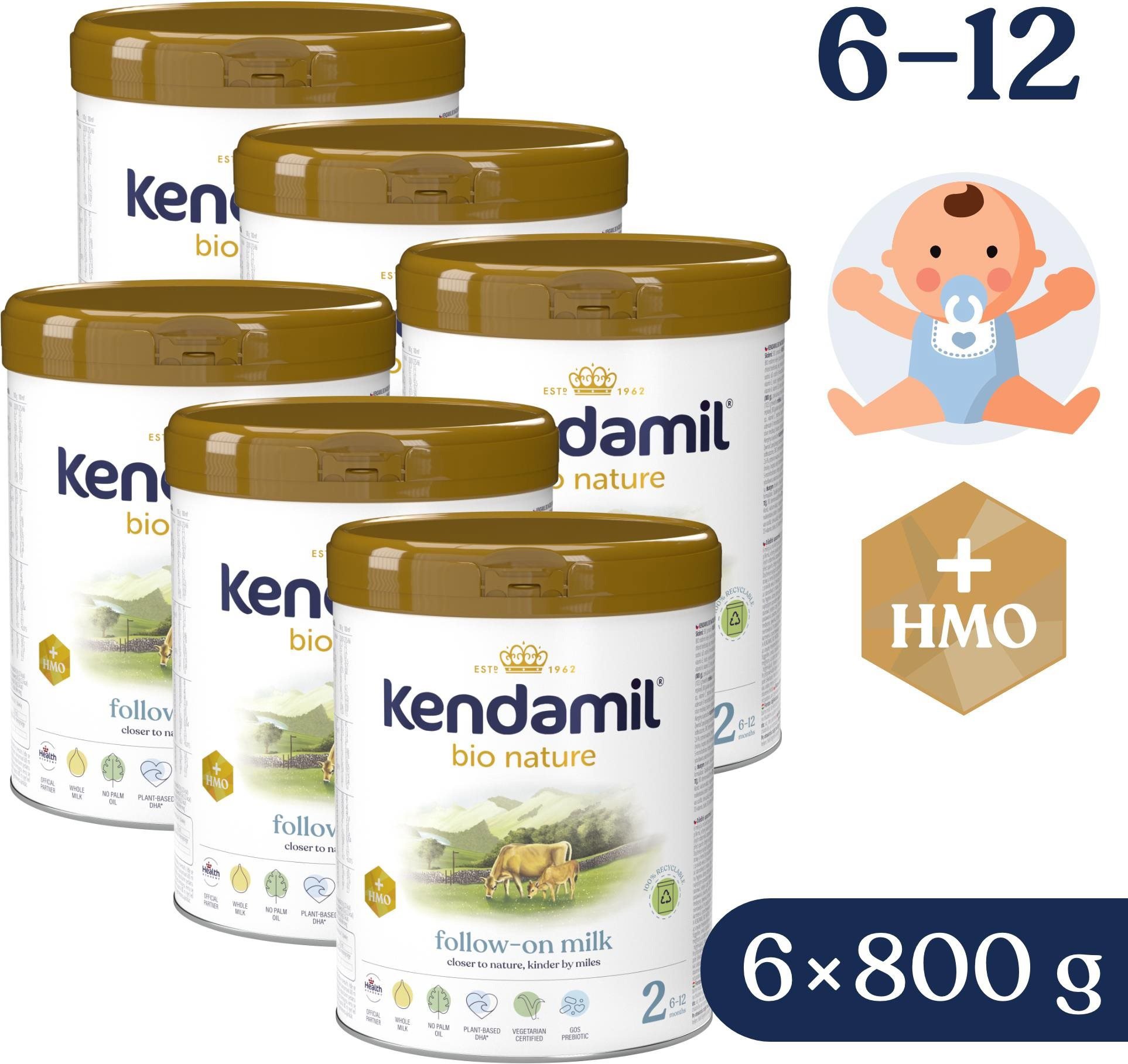 Kojenecké mléko Kendamil BIO Nature 2 HMO+ (6× 800 g)