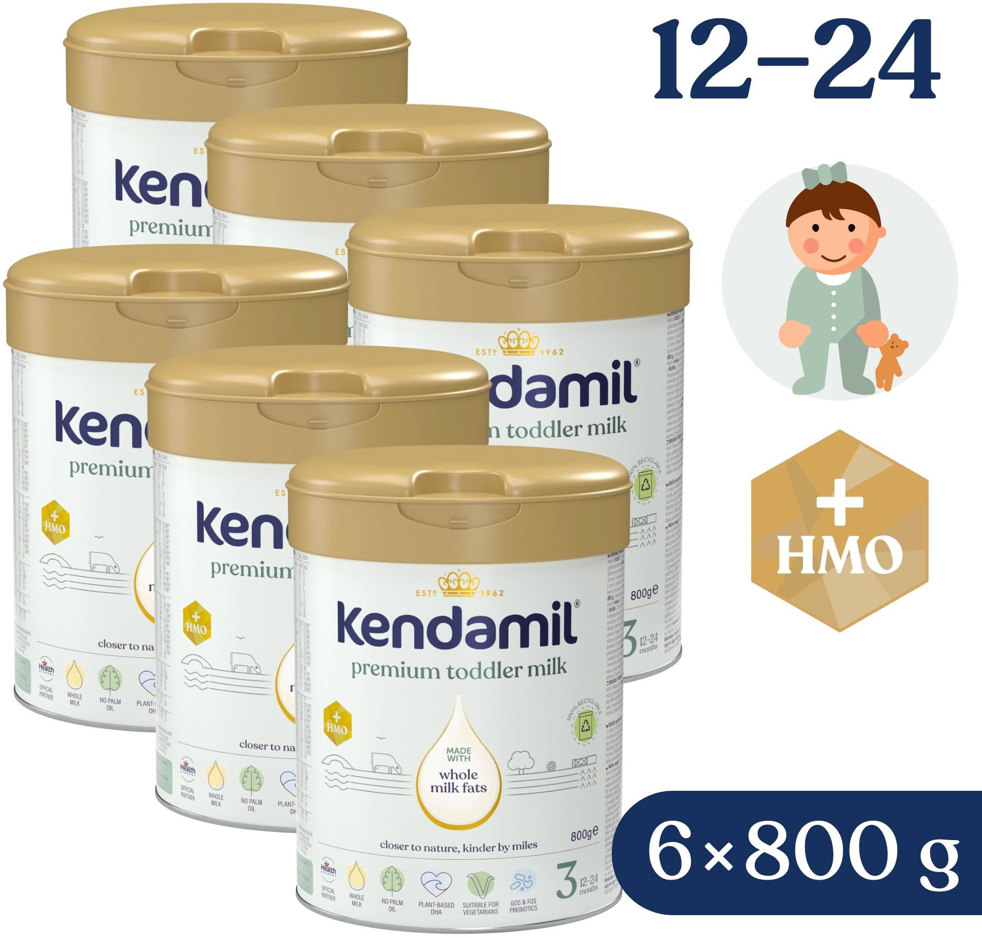 Kojenecké mléko Kendamil Premium 3 HMO+ (6× 800 g)