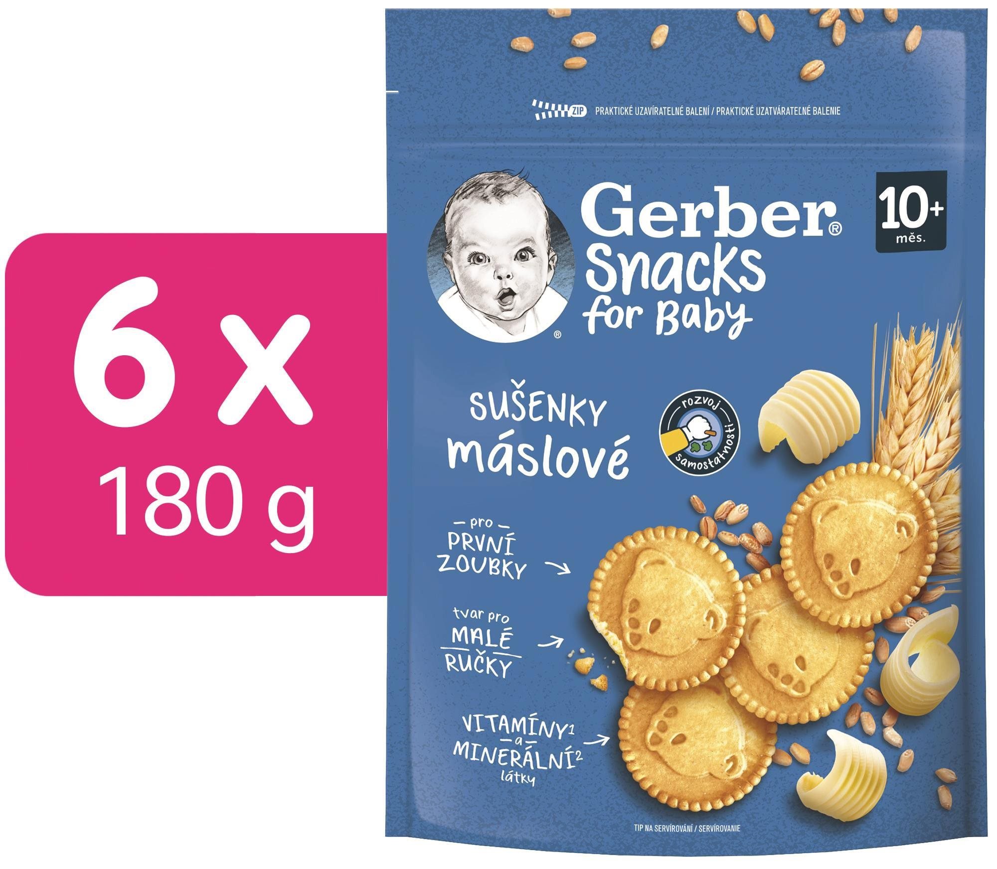 Sušenky pro děti GERBER Snacks máslové sušenky 6× 180 g