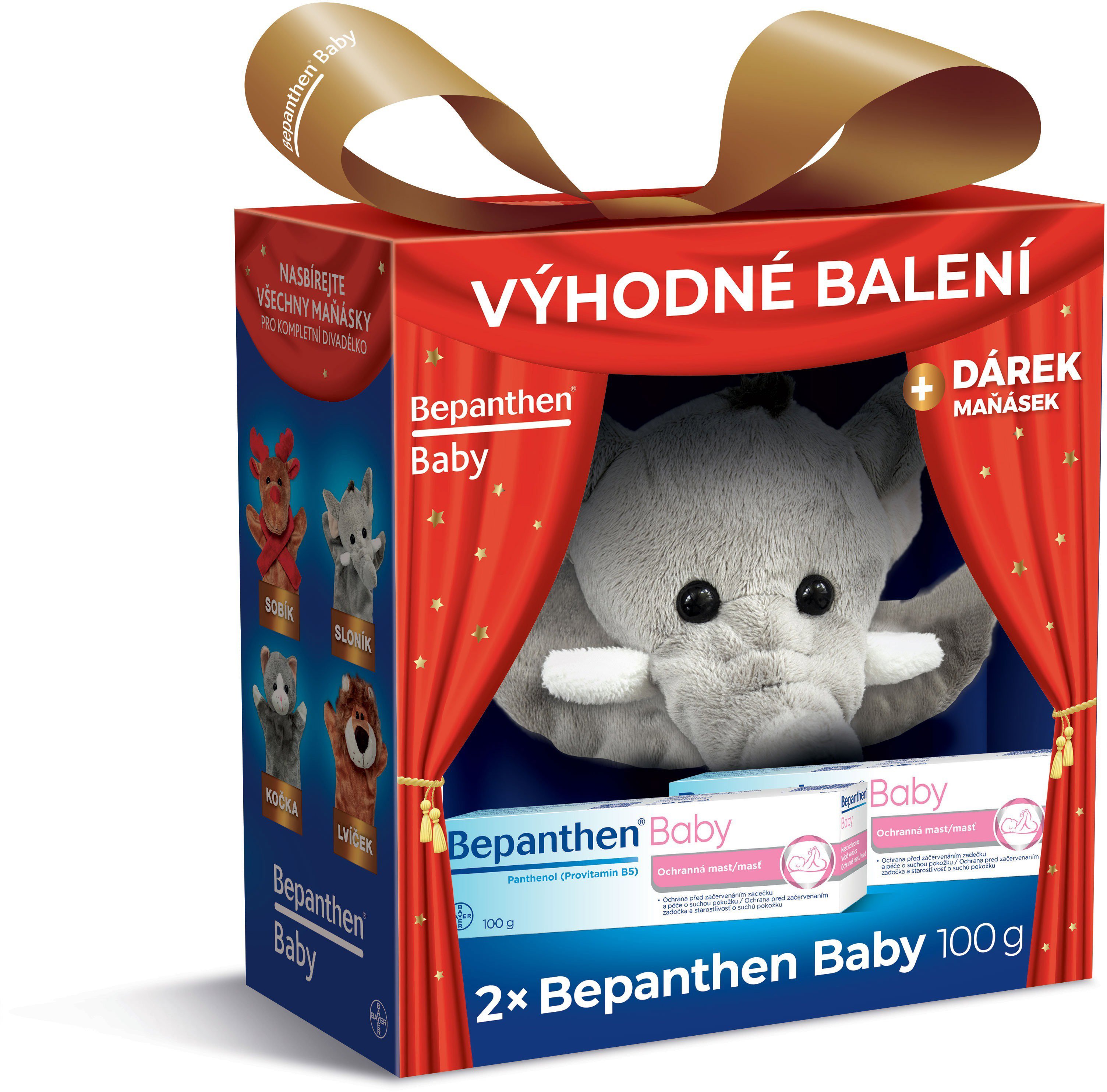 Krém na opruzeniny BEPANTHEN Baby 2× 100 g + dárek Maňásek