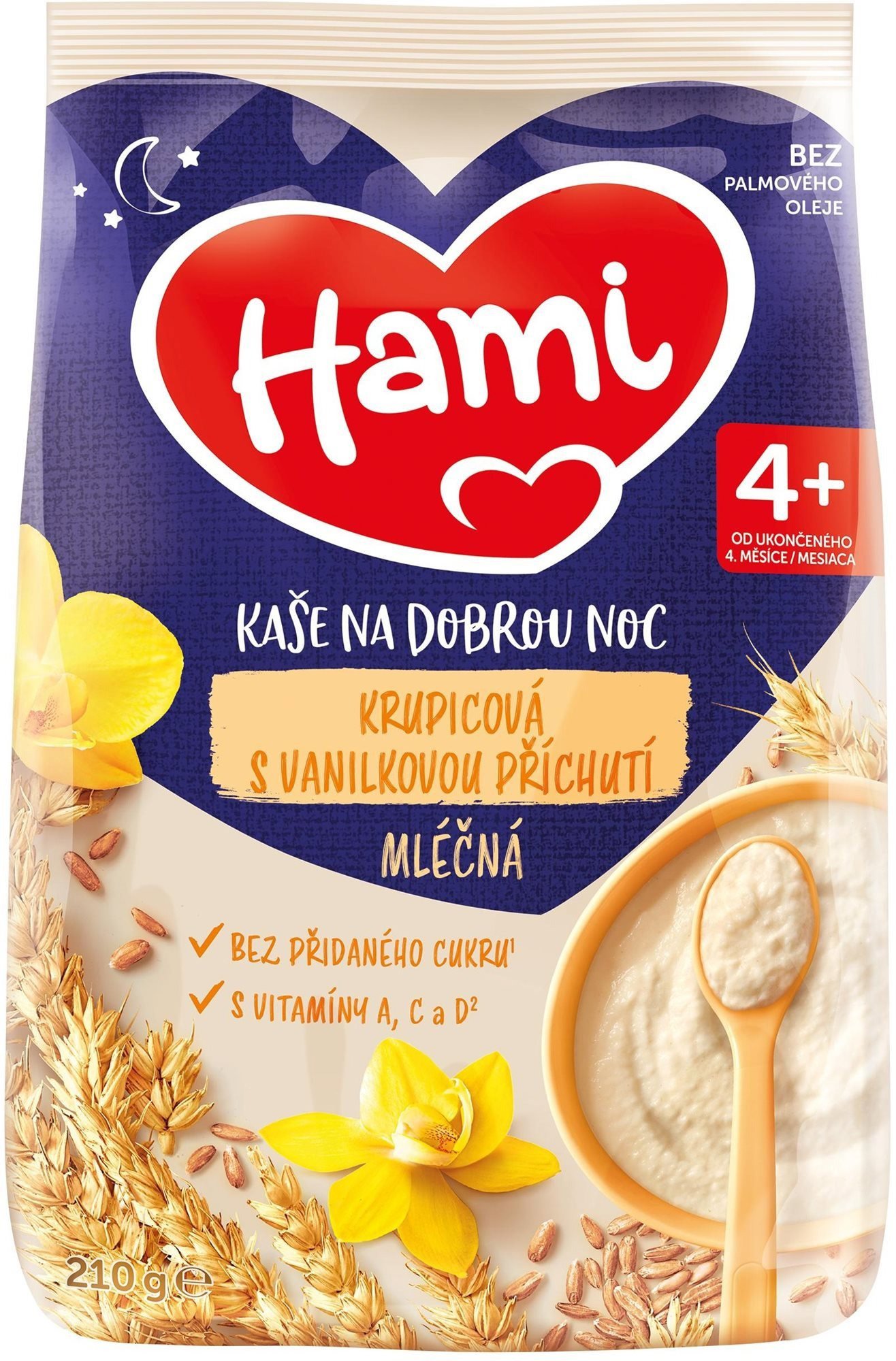 Mléčná kaše Hami mléčná kaše krupicová s vanilkovou příchutí 210 g