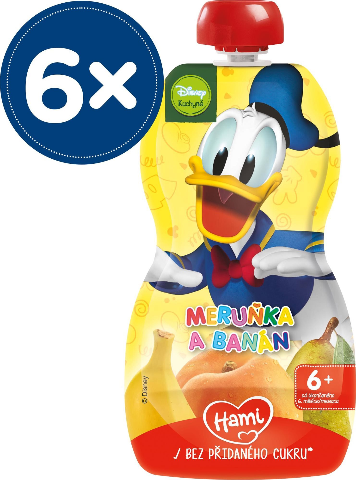 Kapsička pro děti Hami Donald Meruňka a banán 6× 110 g