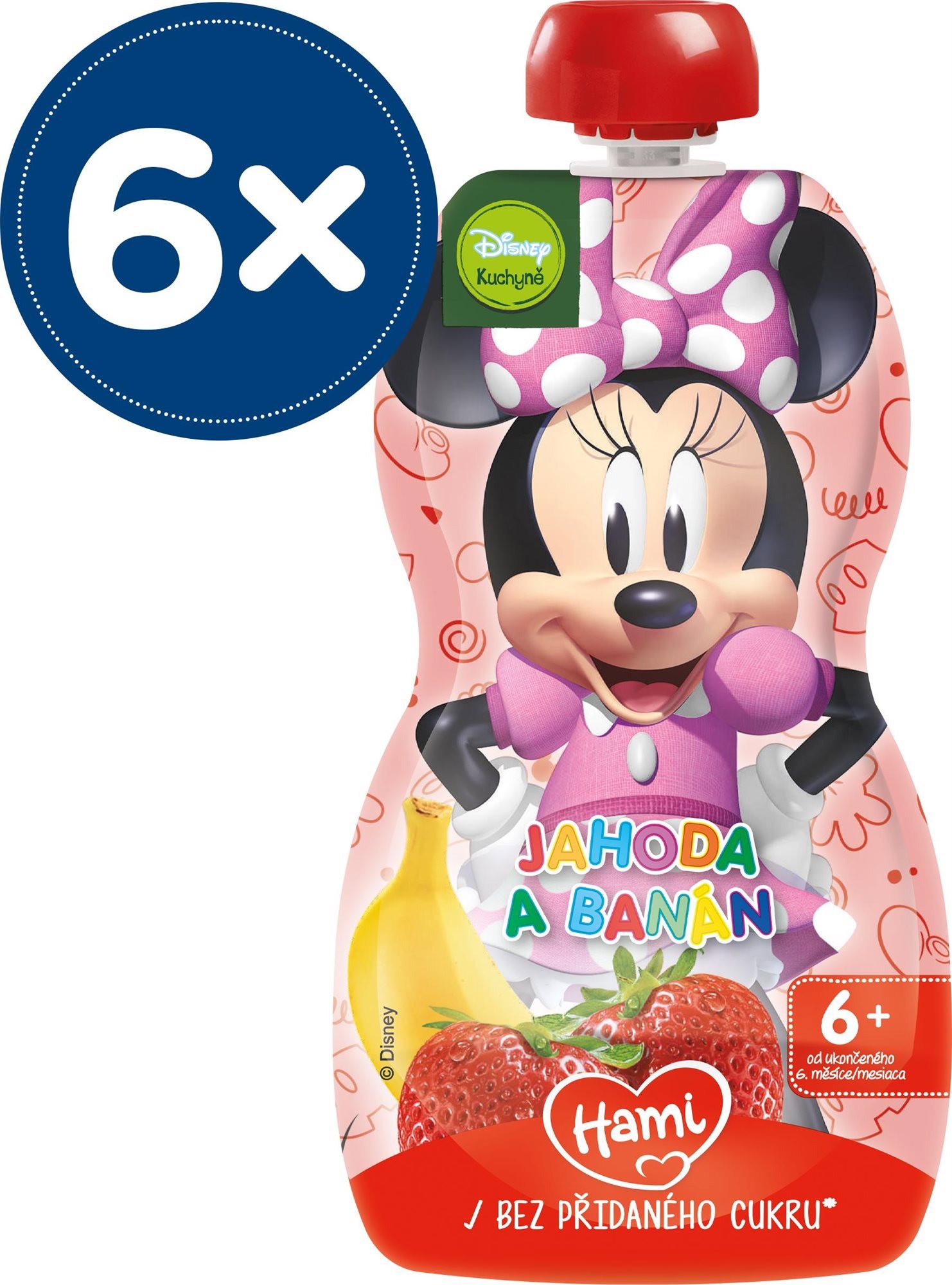 Kapsička pro děti Hami Minnie Jahoda a banán 6× 110 g