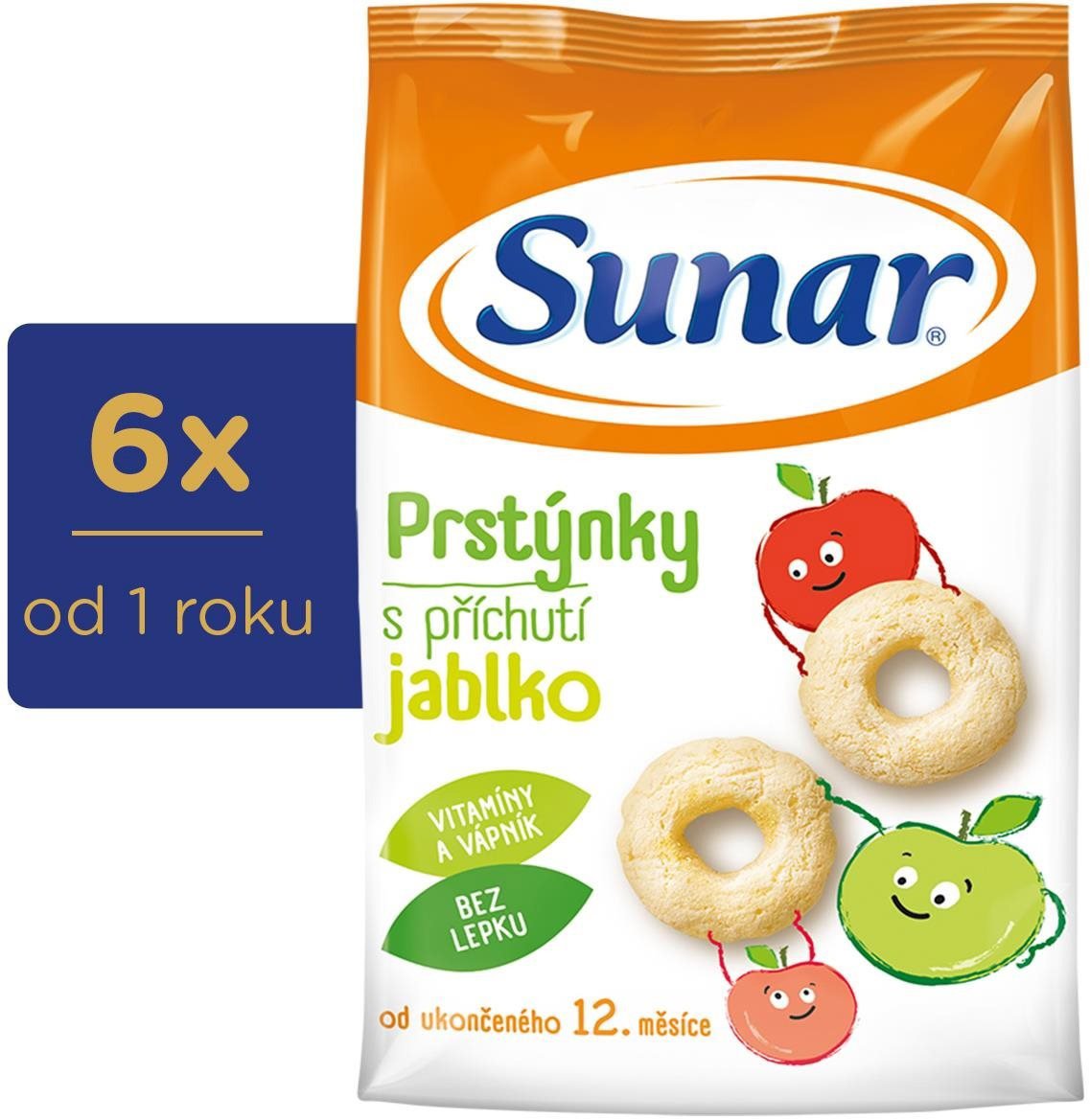 Sunar dětské křupky jablečné prstýnky 6× 50 g