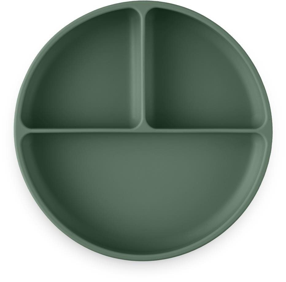Dětský talíř PETITE&MARS Talířek silikonový kulatý Take&Match Misty Green