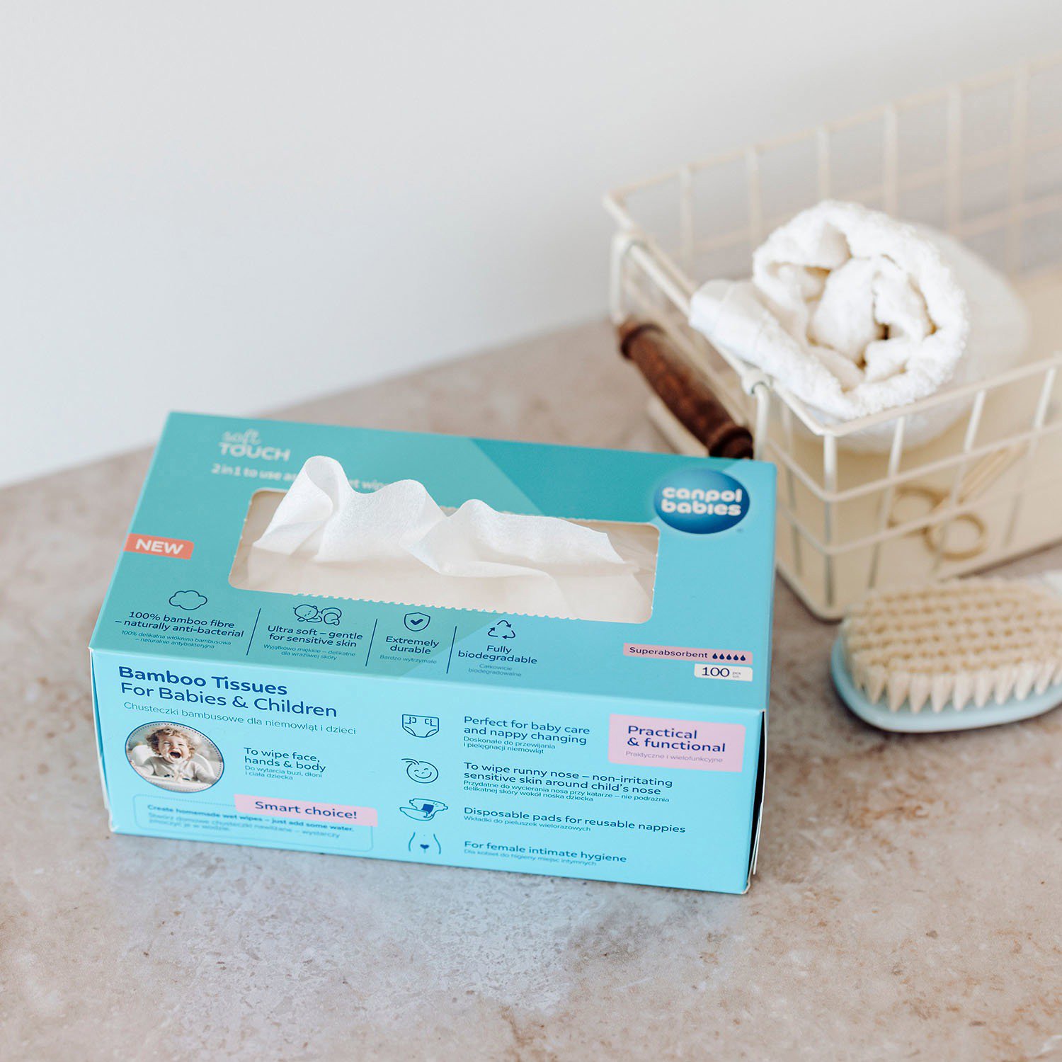 Wipes Canpol babies Bamboo wipes 2in1 100 pcs