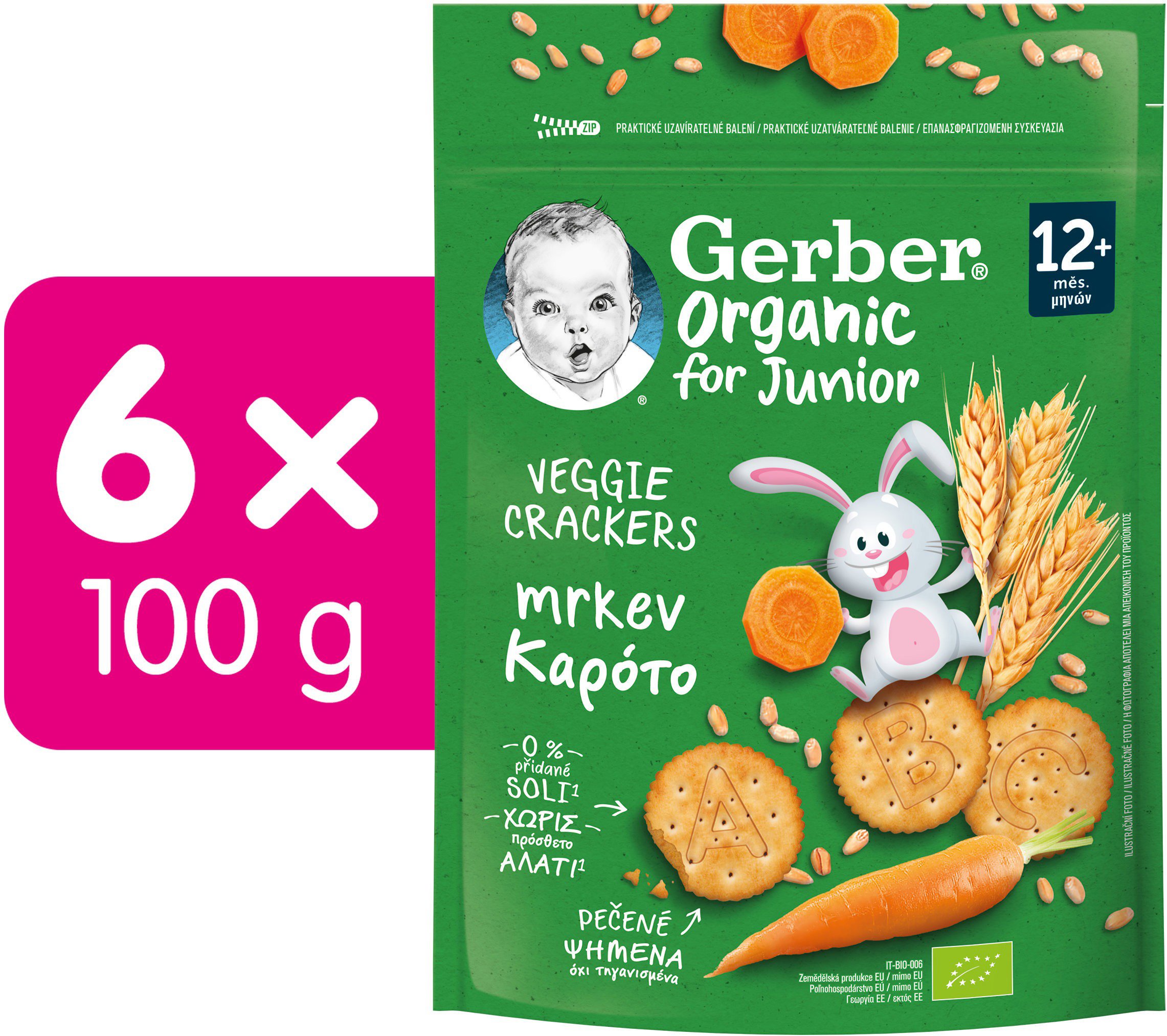 GERBER Organic carrot crackers 6×100 g