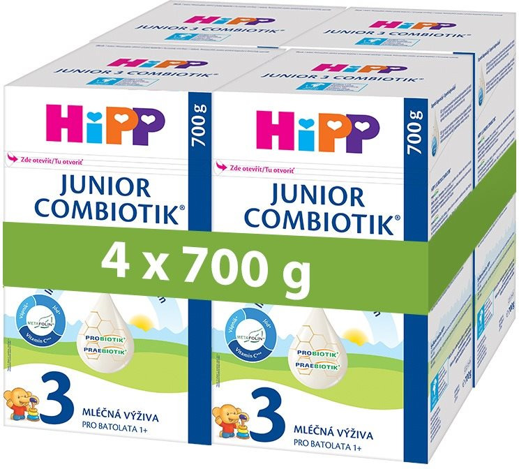 Kojenecké mléko HiPP Junior Combiotik 3, od uk. 1. roku, 4× 700 g