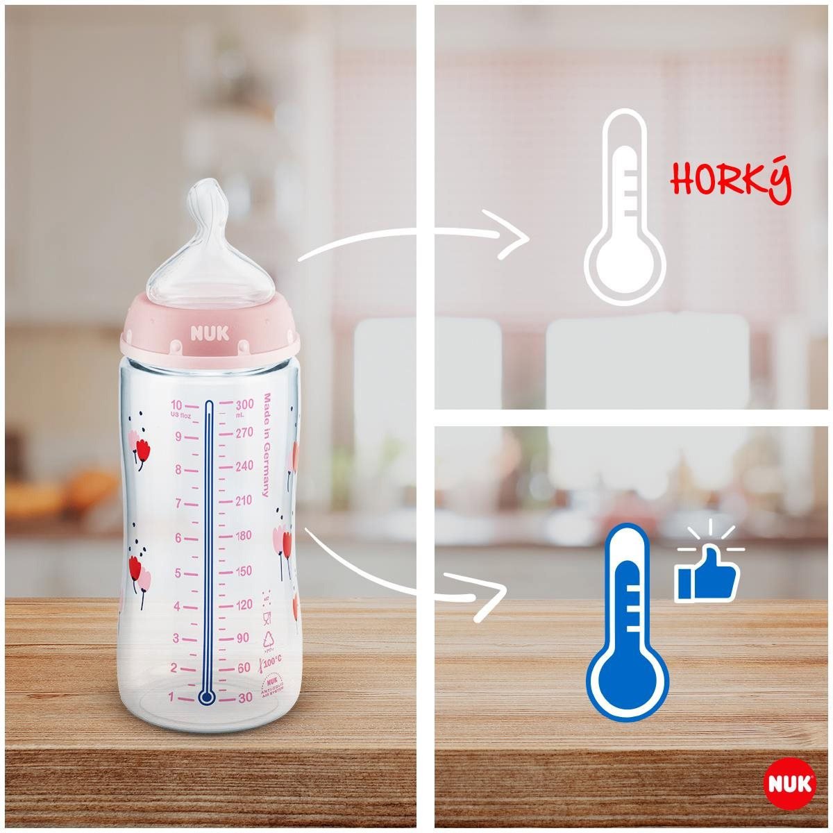 NUK FC+ láhev s kontrolou teploty 300 ml, bílá